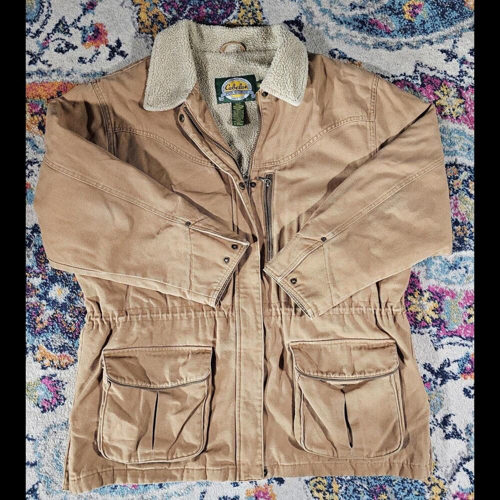 Cabelas Womens Sherpa Lined Duck Canvas Coat 2XL Brown